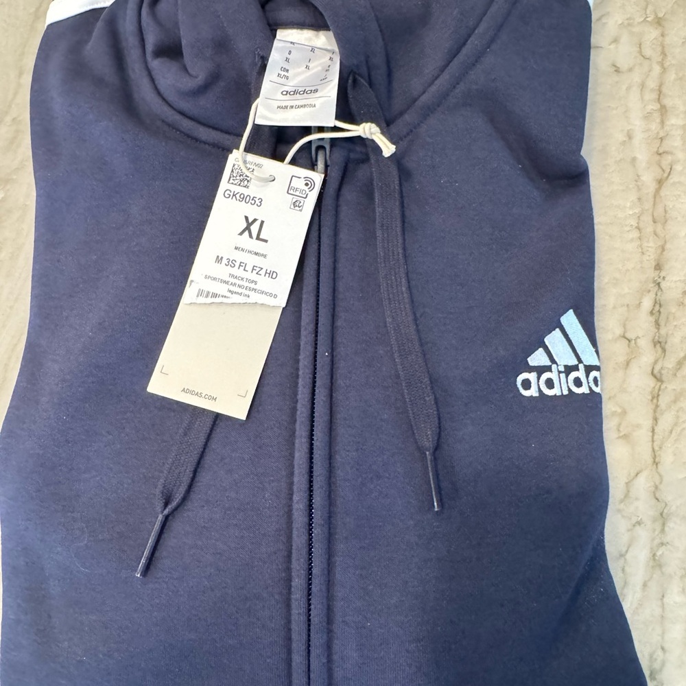 Adidas Blue Zip-Up Hoodie/Sweatshirt